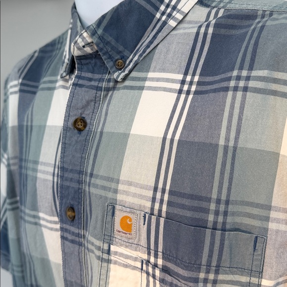 CARHARTT Relaxed Fit Lightweight Short Sleeve Button Up Shirt Mens Large Tall - Picture 5 of 11